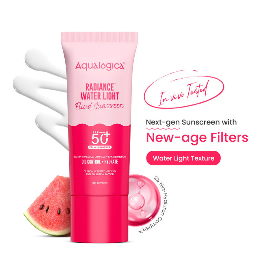 Aqualogica Radiance Fluid Sunscreen SPF50+ PA++++ with Niacinamide & Watermelon For Oily Skin