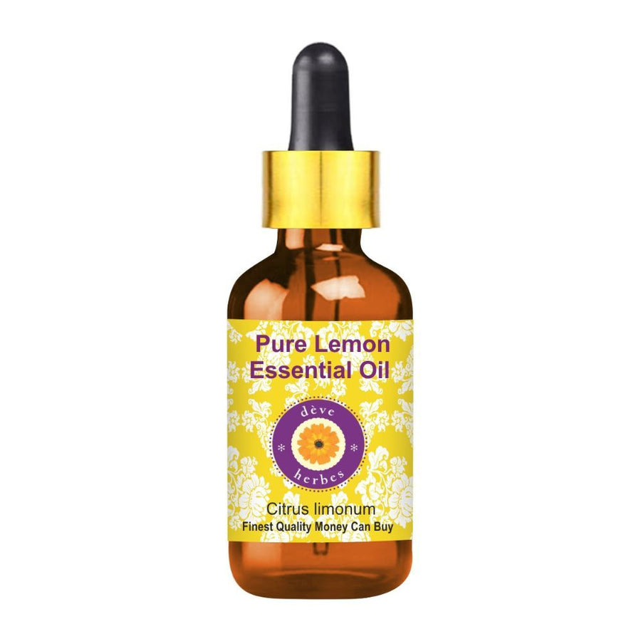 Deve Herbes Pure lemon Essential Oil for Fresh Cistrus Aroma, Brightening & Mood Uplifting
