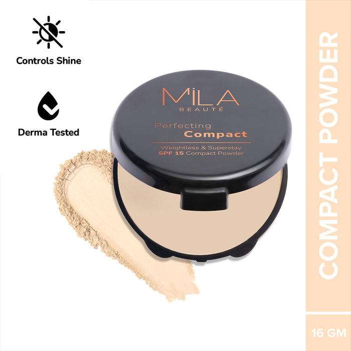 Mila Beauté Superstay Natural Matte Finish Perfecting Compact Powder with SPF 15
