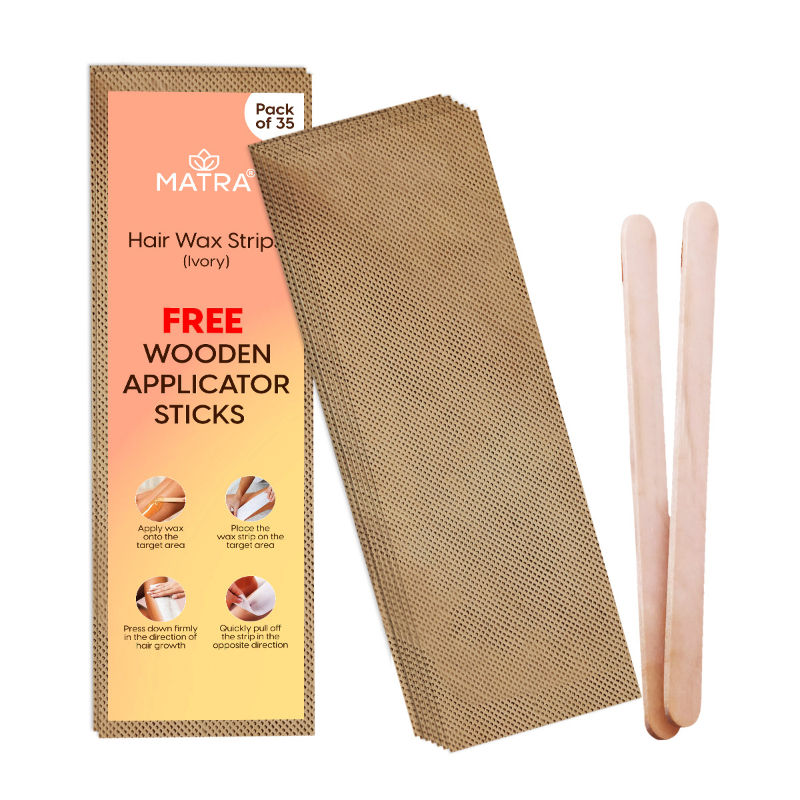 Matra Wax Strips Hair Waxing for Full Body Facial Hair Removal - Free Wooden Stick Knife Applicators