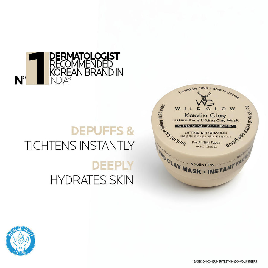 WILDGLOW Instant Facelifting Clay Mask With Niacinamide, Turmeric & Vitamin B3