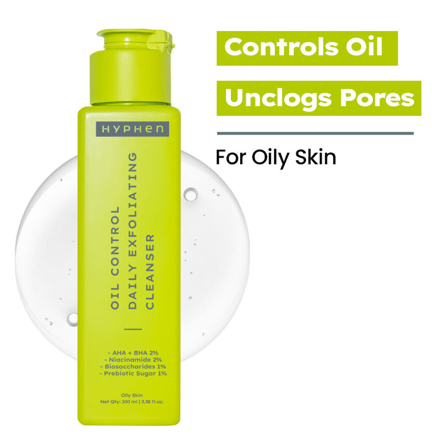 Hyphen Oil Control Daily Exfoliating Cleanser 2% AHA + BHA Salicylic Acid Face Wash For Oily Skin & Acne