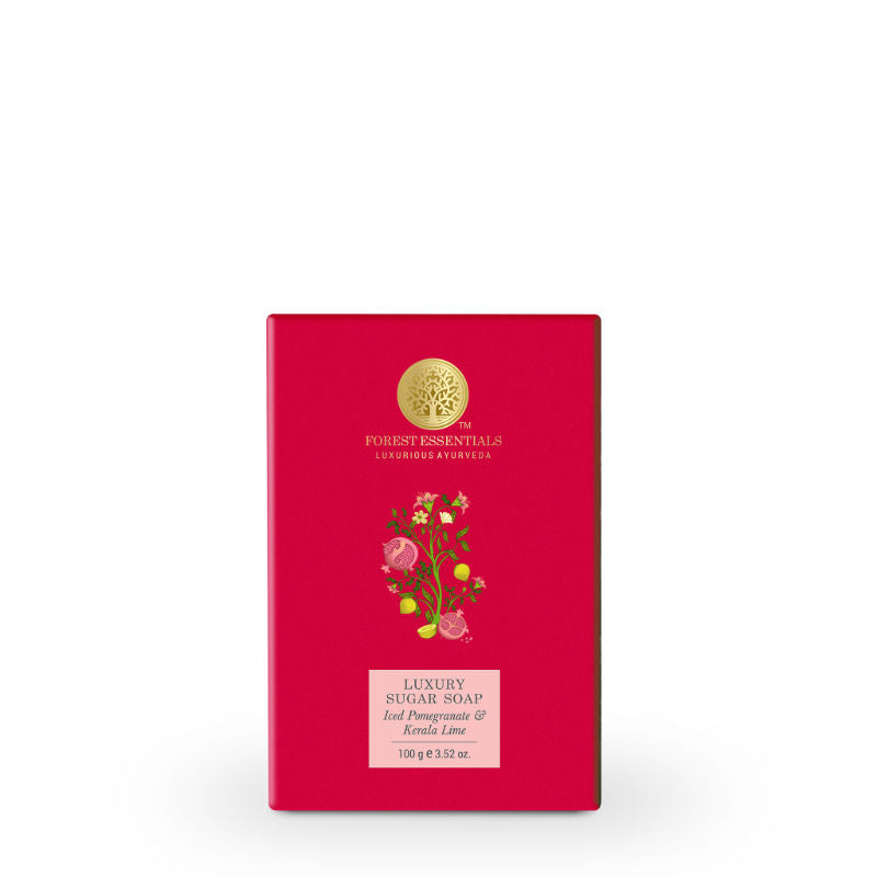 Forest Essentials Luxury Sugar Soap Pomegranate & Kerala Lime - Ayurvedic Handmade Bath Soap