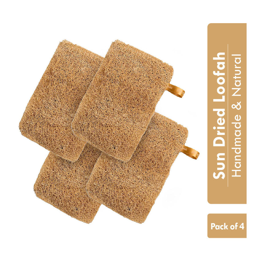 Nat Habit Natural Sun Dried Bath Loofah, Body Sponge, Scrubber for Men & Women, Sustainable Handmade