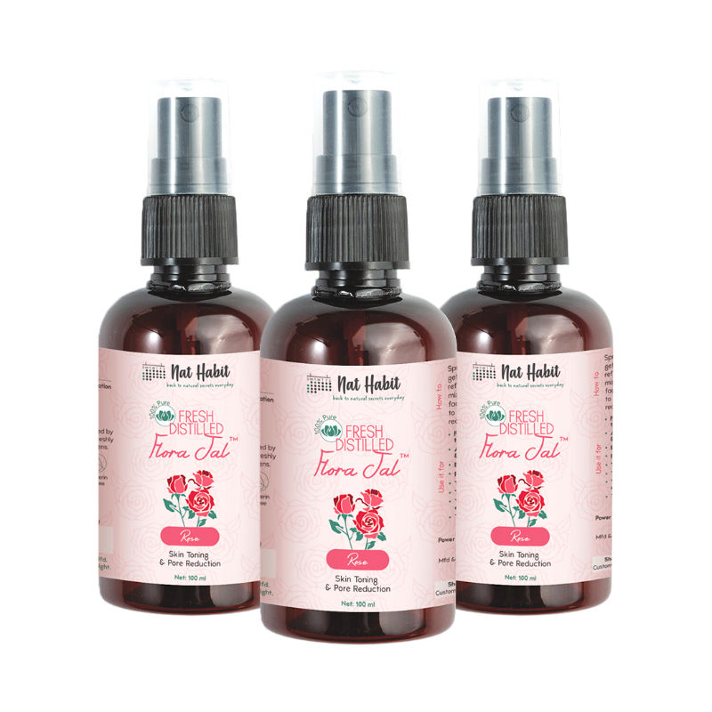 Nat Habit Gulab Jal 100% Pure Rose Water, Face Mist (Toner) for Pore Tightening, Acne & Hydration