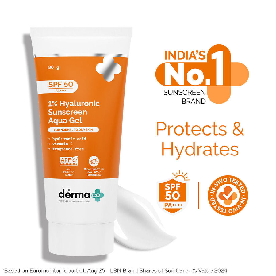 The Derma Co 1% Hyaluronic Sunscreen Spf 50 Pa+++ Aqua Gel For Normal To Oily ... - In-Vivo tested