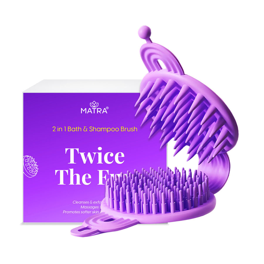 Matra 2 in 1 Bath and Shampoo Brush Double Sided Silicone Body Scrubber Scalp Massager Exfoliator