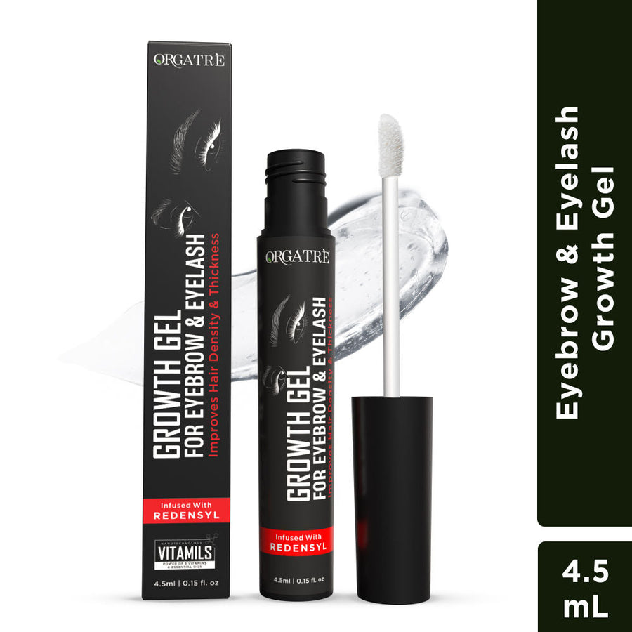 Orgatre Growth Eyebrow & Eyelash Gel for Women - Redensyl-Infused for Thicker, Fuller Brows & Lashes
