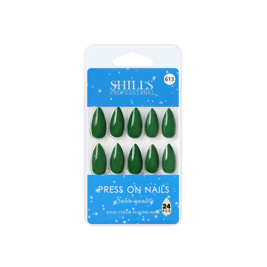Shills Professional Reusable Almond Press On Nails - green