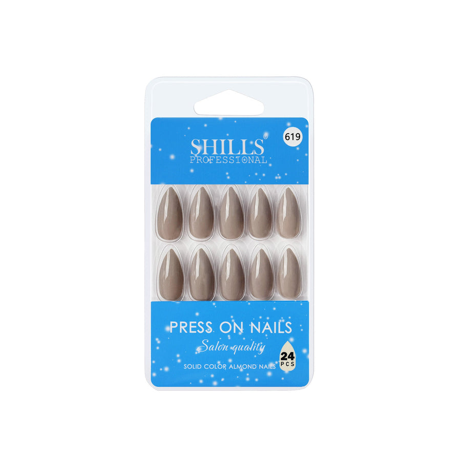 Shills Professional Reusable Almond Press On Nails - Nude