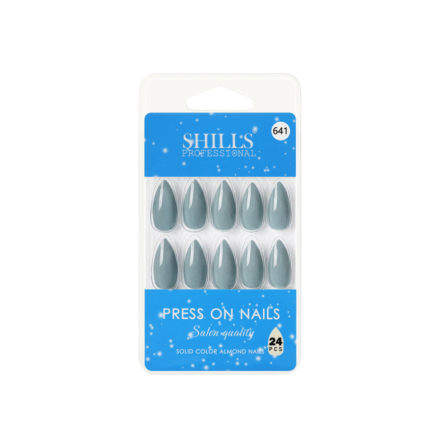 Shills Professional Reusable Almond Press On Nails - Blue