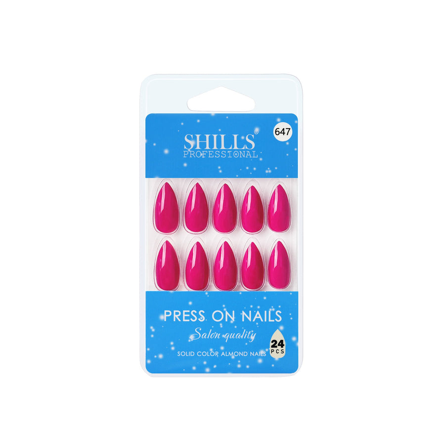 Shills Professional Reusable Almond Press On Nails - Pink