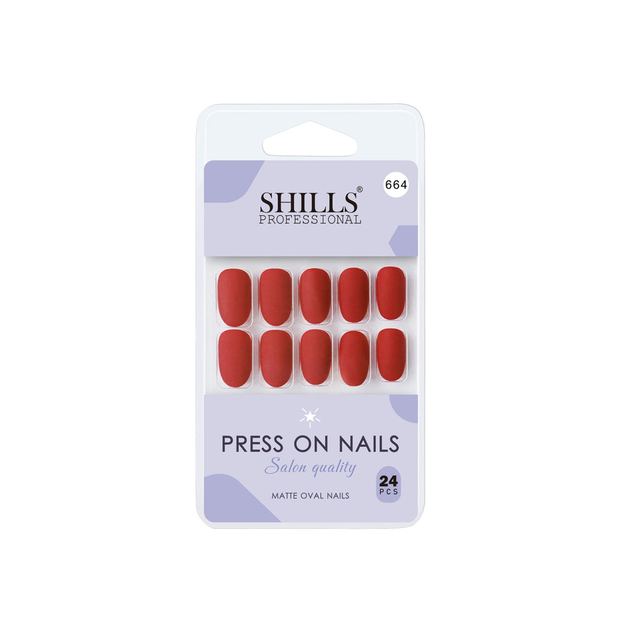 Shills Professional Reusable Oval Press On Nails - Red