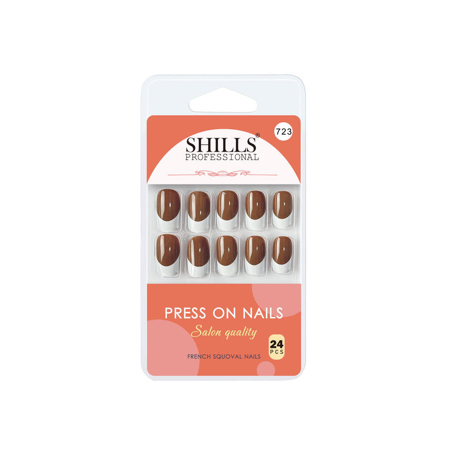 Shills Professional Reusable French Square Press On Nails - Brown