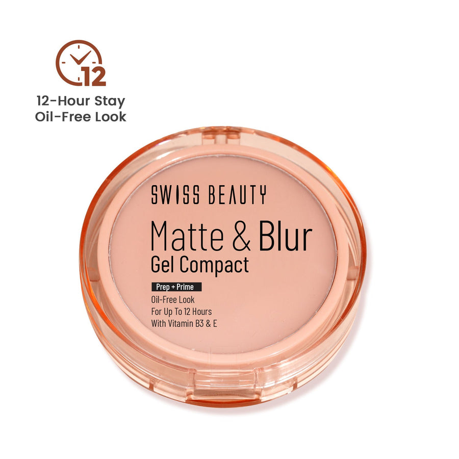 Swiss Beauty Matte & Blur Balm Gel Compact With Vitamin E Prep+ Primer 12-Hour Stay |Oil Free