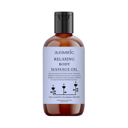 Auravedic Relaxing Body Massage Oil For Women Men Body Oil For Glowing Skin Lavender Mint