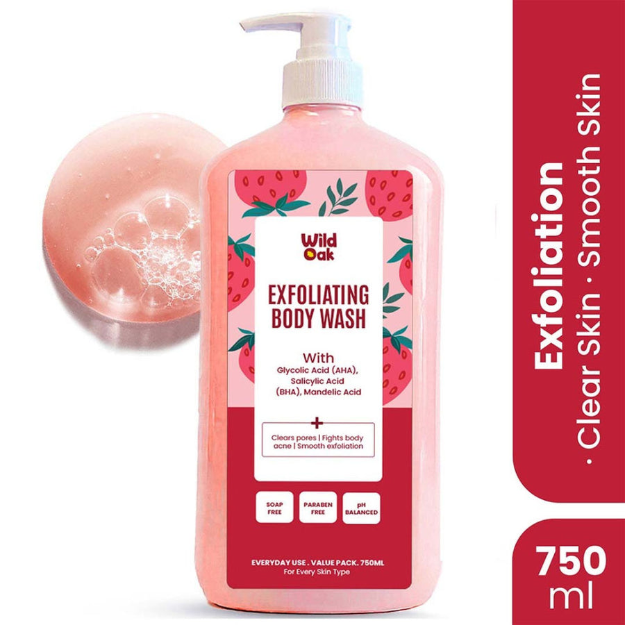 Wild Oak Exfoliating Body Acne, Smooths Bumps & Strawberry Skin Body Wash