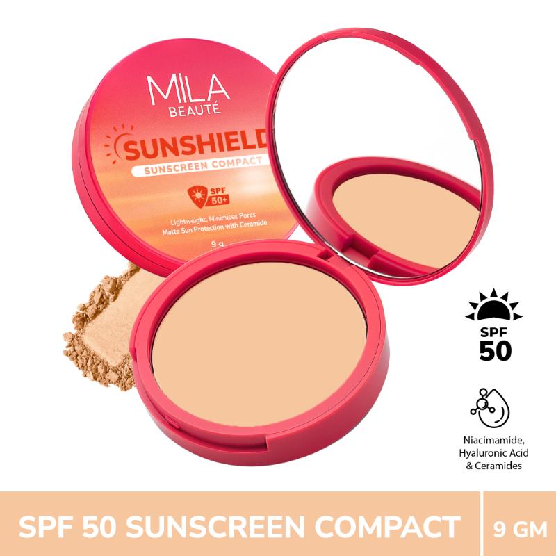 Mila Beauté Sun Shield Sunscreen Matt SPF 50 PA+++ UV Protection Compact