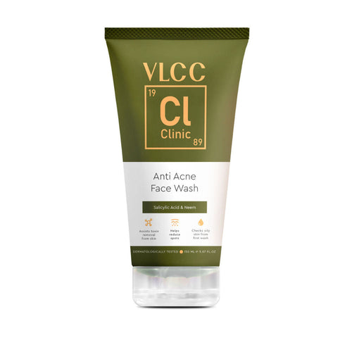 VLCC Clinic Anti Acne Face Wash With Salicylic Acid & Neem, Helps Reduce Spots & Checks Oil On Skin