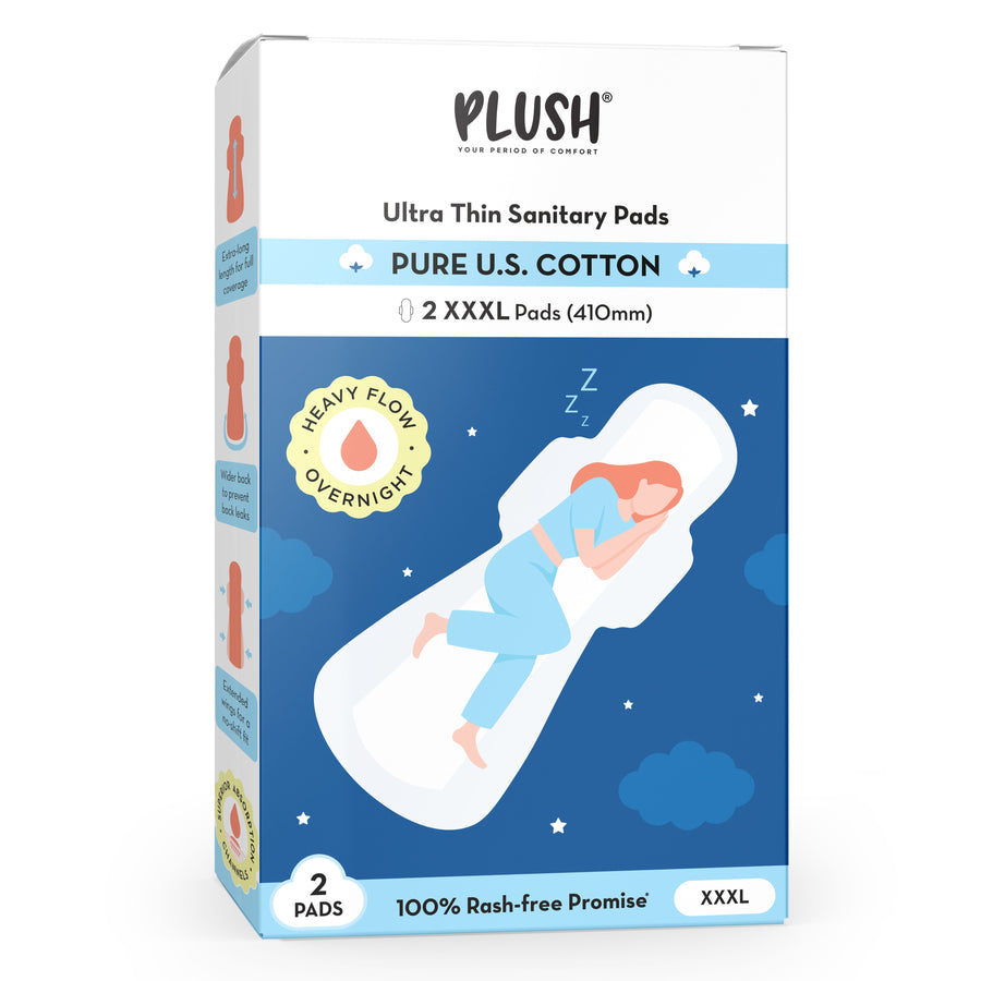 Plush 100% US Cotton 2XXXL 410mm Heavy Flow Overnight Leakproof Sanitary Pads