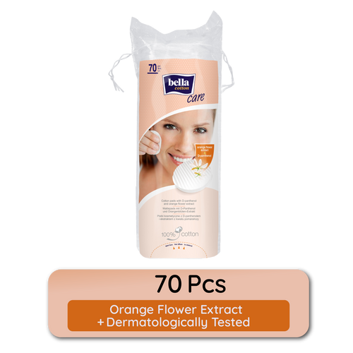 Bella Cotton Pads With D Panthenol & Orange Blossom Extracts, 100% Cotton, Double Sided