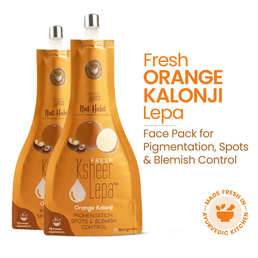 Nat Habit Orange Kalonji Ksheer Lepa, Clay Face Mask for Blackheads and Whiteheads & Pigmentation