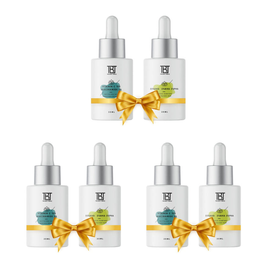 The Body Temple Vitamin C 10% & Niacinamide 5% + AHA 25% + BHA 2% + PHA 5% (30Ml Each - Pack Of 1)