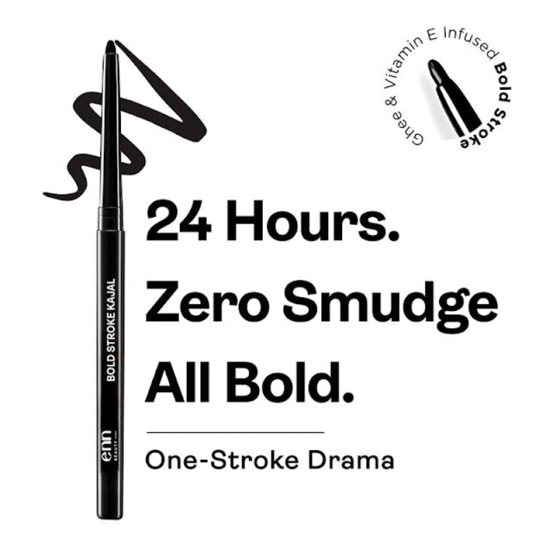 ENN Bold Stroke Kajal - 24H Waterproof, Smudge-Proof & Long-Lasting, Intense Black