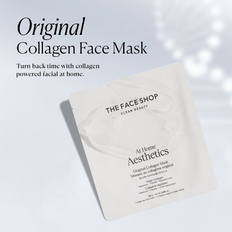 The Face Shop Korean Hydro Gel Sheet Mask - Vegan Collagen, Peptide & Hyaluronic Acid for Anti Aging