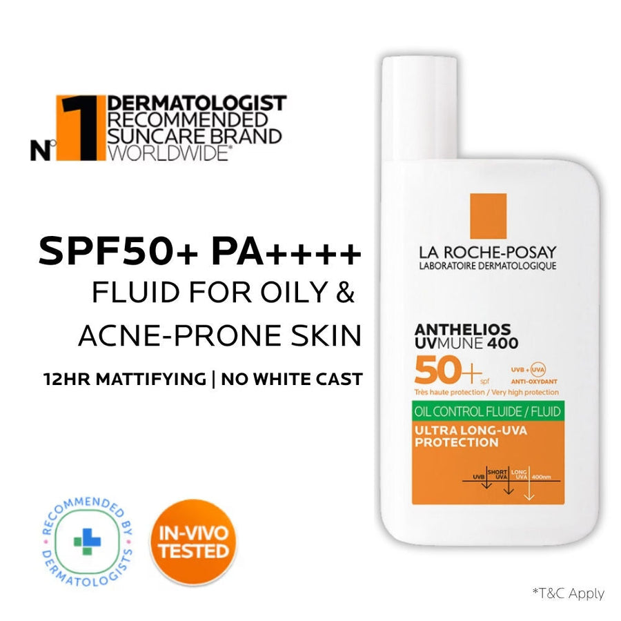La Roche-Posay Anthelios UVMUNE400 Oil Control SPF50+, Mattifying Sunscreen for Oily Skin.