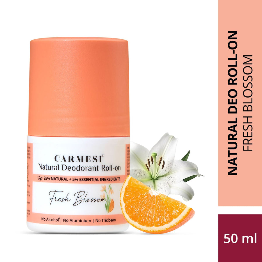 Carmesi Natural Underarms Roll On Deodorant For Women - Fresh Blossom, No Alcohol Or Aluminium