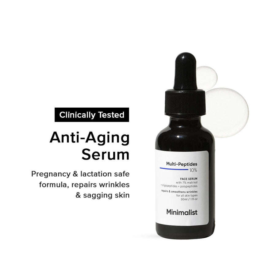 Minimalist 10% Multi Peptide Face Serum For Anti Aging & Collagen Boost With Bio-Placenta