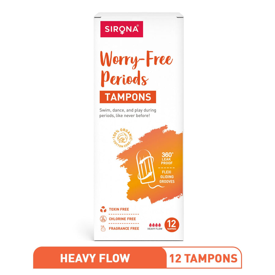 Sirona Period Made Easy Tampons - 12 Piece,For Heavy Flow,Biodegradable Tampons,Fda Approved