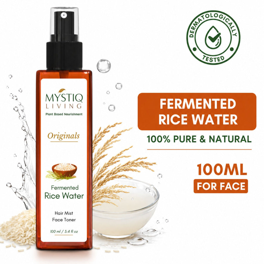 Mystiq Living Fermented Rice Water Face Toner Spray For Korean Glass Skin, Natural Hydrating Spray