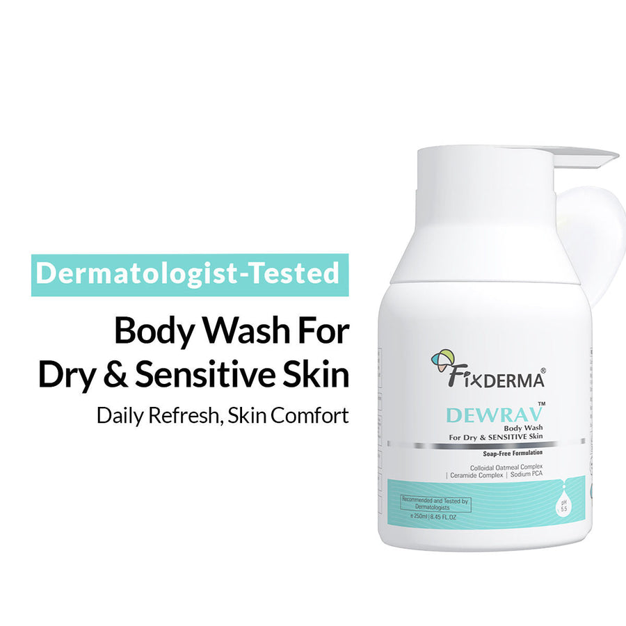 Fixderma Dewrav Body Wash for Dry & Sensitive Skin with Ceramide Complex, Repair Skin Barrier