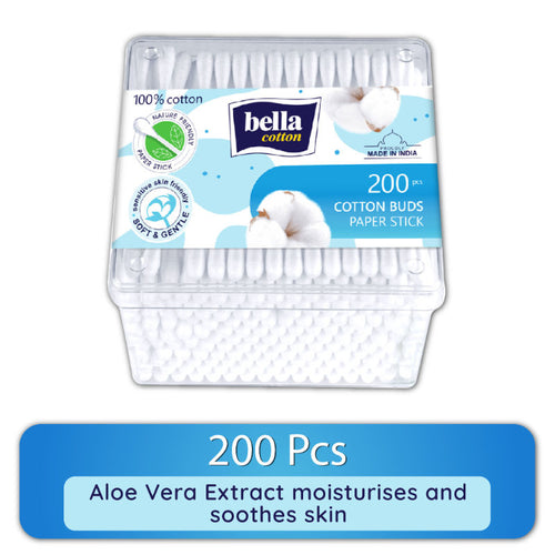 Bella Cotton Buds with Paper Stick, Soft & Gentle,100% Cotton,Nature Friendly, Multipurposes