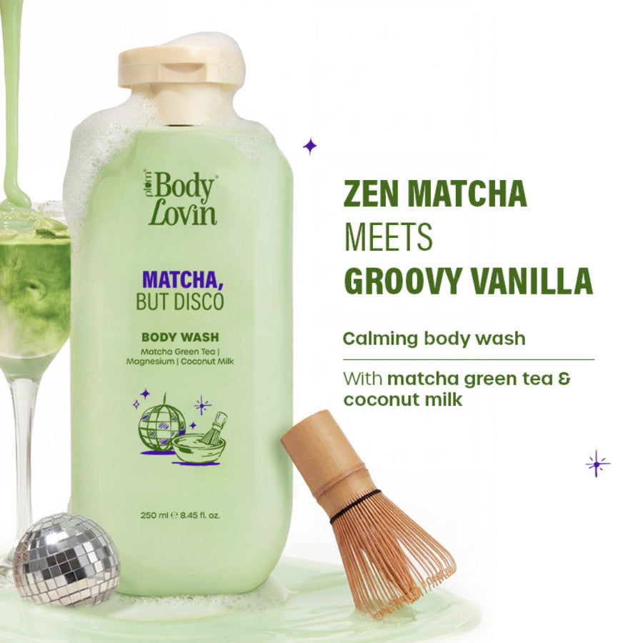 Plum BodyLovin’ Matcha, But Disco Body Wash, Calming & Smoothening, Lactonic Matcha Fragrance