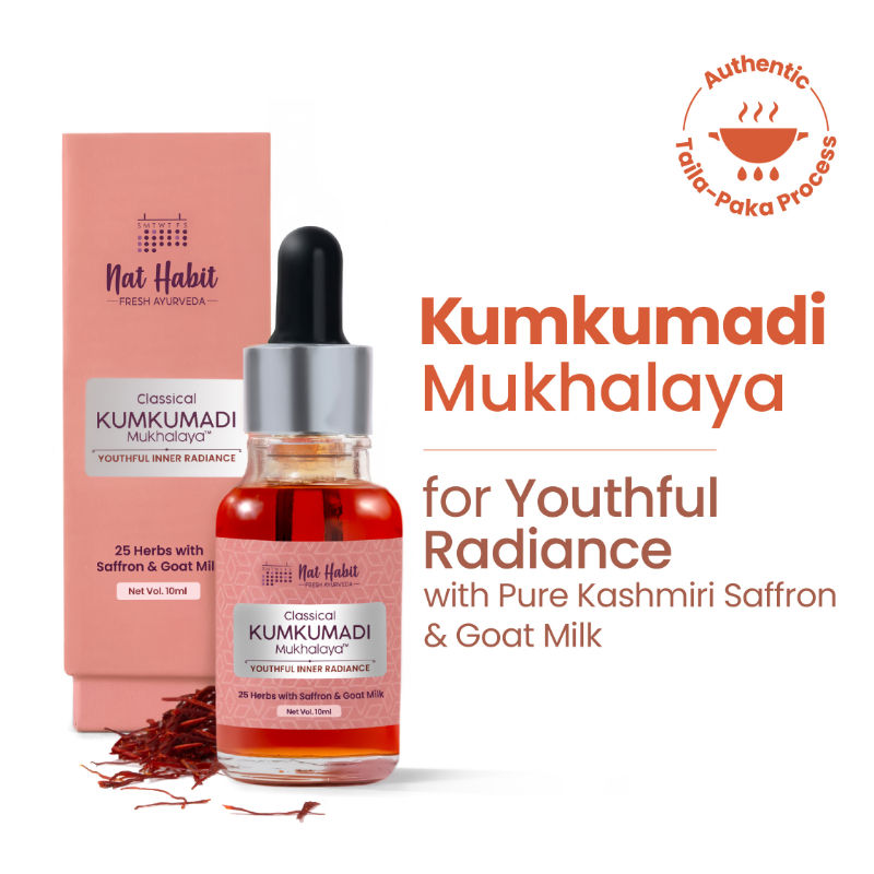 Nat Habit Kumkumadi Youth Revitalising Facial Oil, For Uneven Skin & Dark Spot Removal