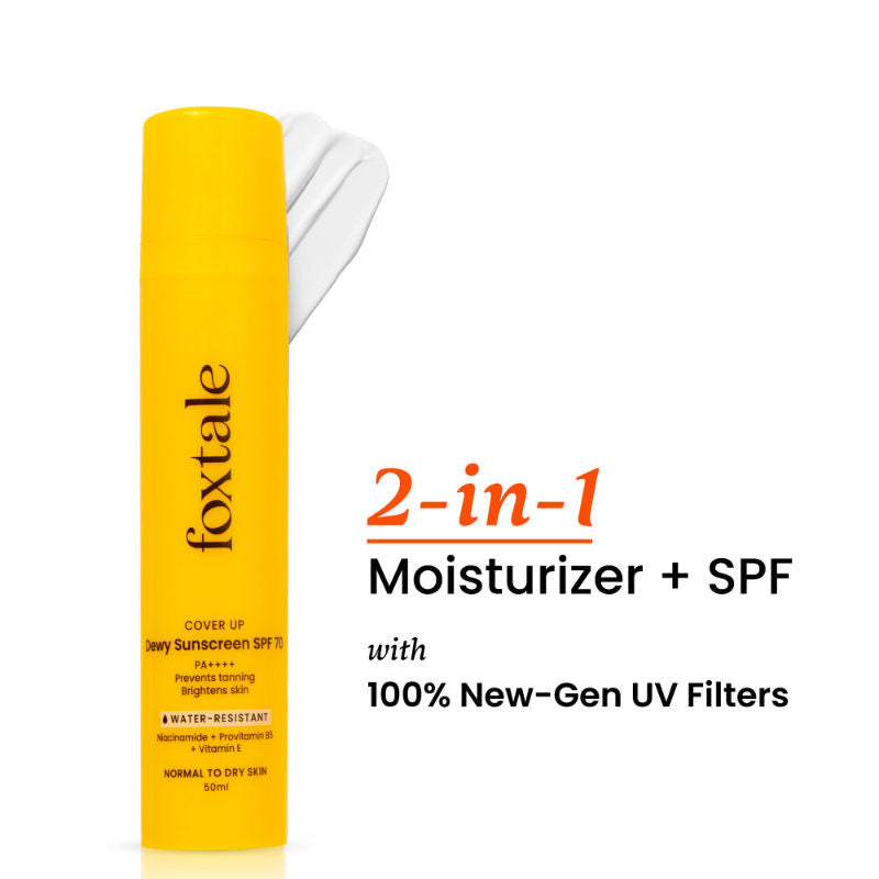 Foxtale Dewy Sunscreen SPF 70 PA++++ With Niacinamide + Provitamin B5 + Vitamin E