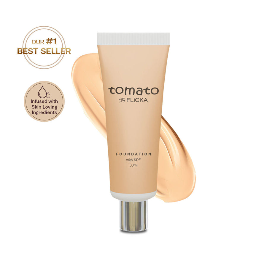 Flicka Tomato Liquid Foundation With Spf Long Lasting Lightweight All Skin Types