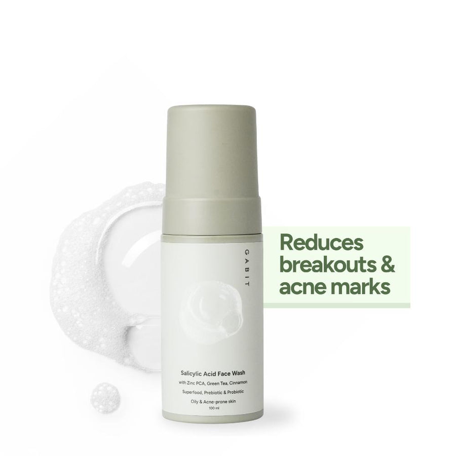 Gabit Salicylic Acid Face Wash With Green Tea & Zinc, For Oily & Acne Prone Skin, Reduces Open Pores