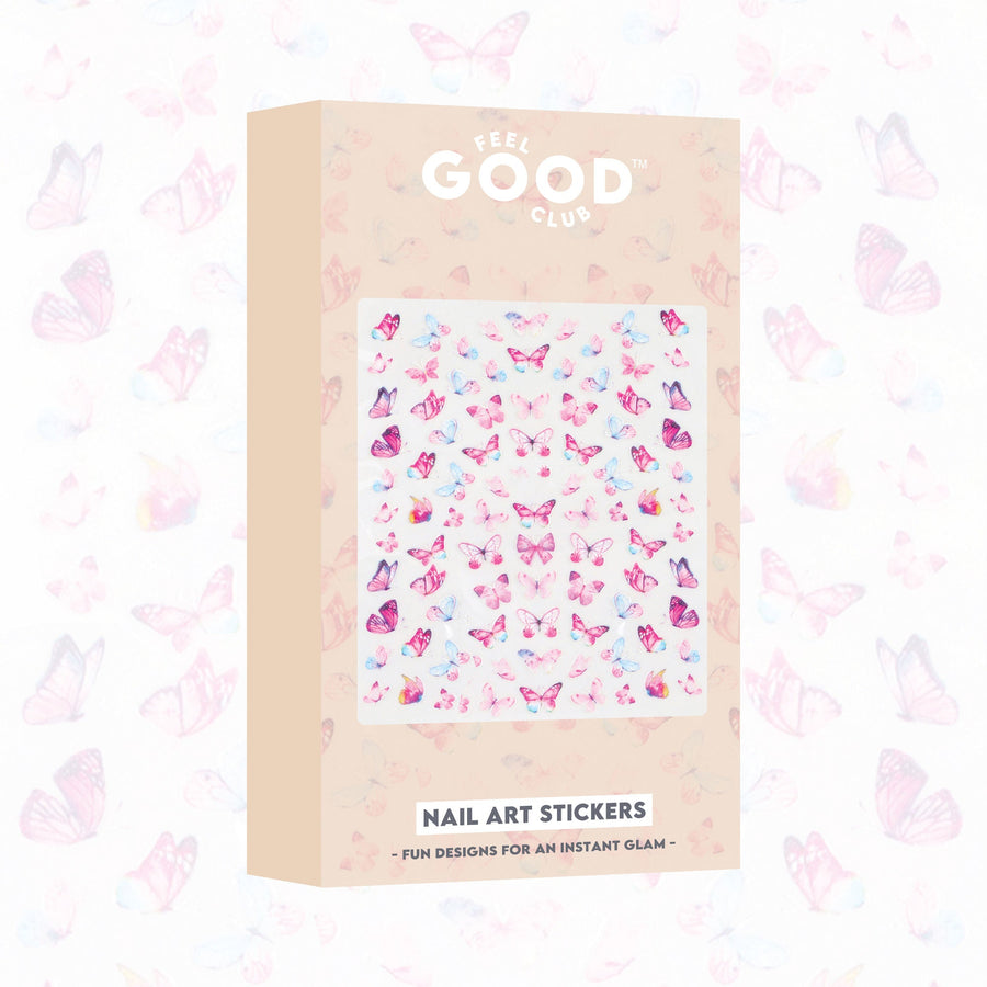 Feel Good Club Butterfly Bliss Stickers For Quick Nail Art - Peel & Apply On Dry Nail Polish Enamel