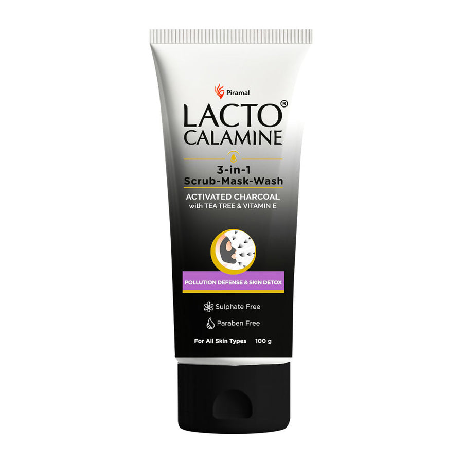 Lacto Calamine 3 - In - 1 Charcoal Face Scrub - Mask - Wash