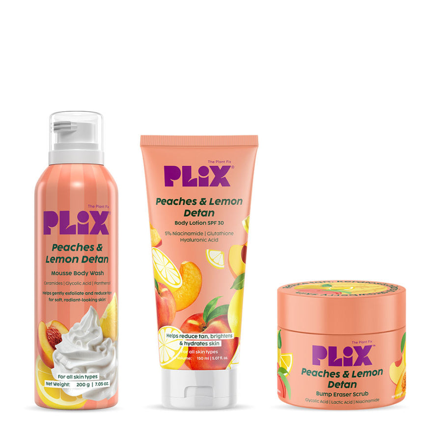Plix Peaches & Lemon De-Tan Body Trio For Smooth & Hydrated Skin