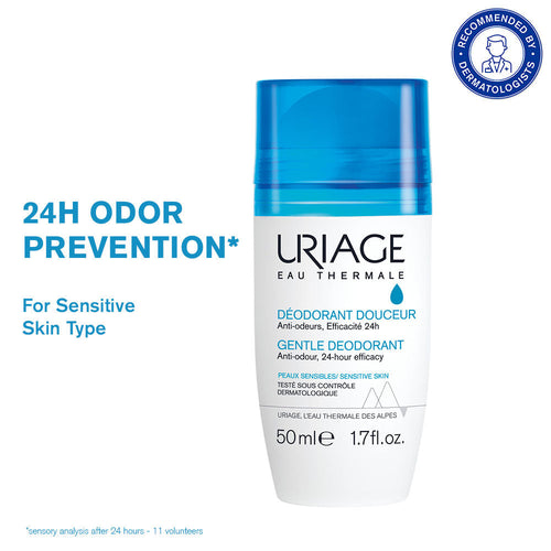 Uriage Power 3 Roll On Deodorant 24H Anti-Odor Anti-Perspirant Dermat Recommended for Excess Sweat