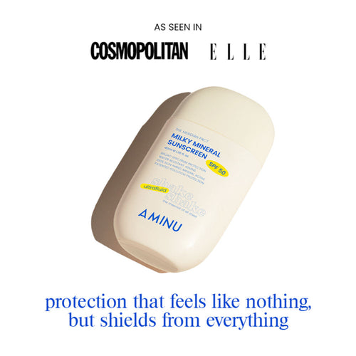 Aminu Milky Mineral Sunscreen SPF 50 PA++++, Zinc Oxide, No White Cast, Ultra-Fluid, Water Resistant