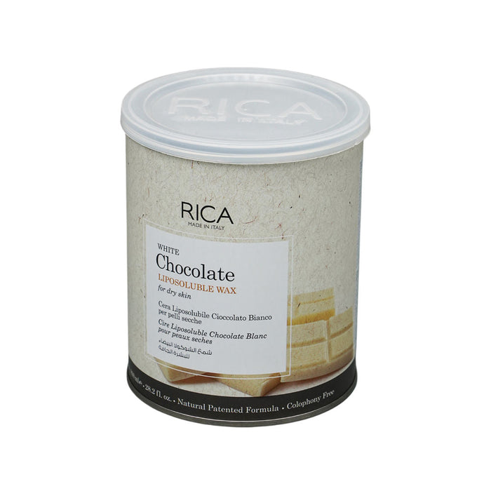 Rica White Chocolate Liposoluble Wax For Dry Skin With Glyceryl Rosinate & Natural Beeswax