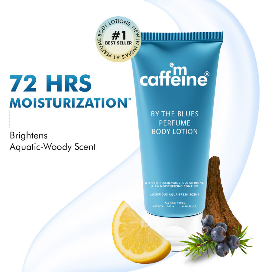 MCaffeine By The Blues Perfume Body Lotion With 5% Brightening Niacinamide-Gluta Aqua Woody Scent
