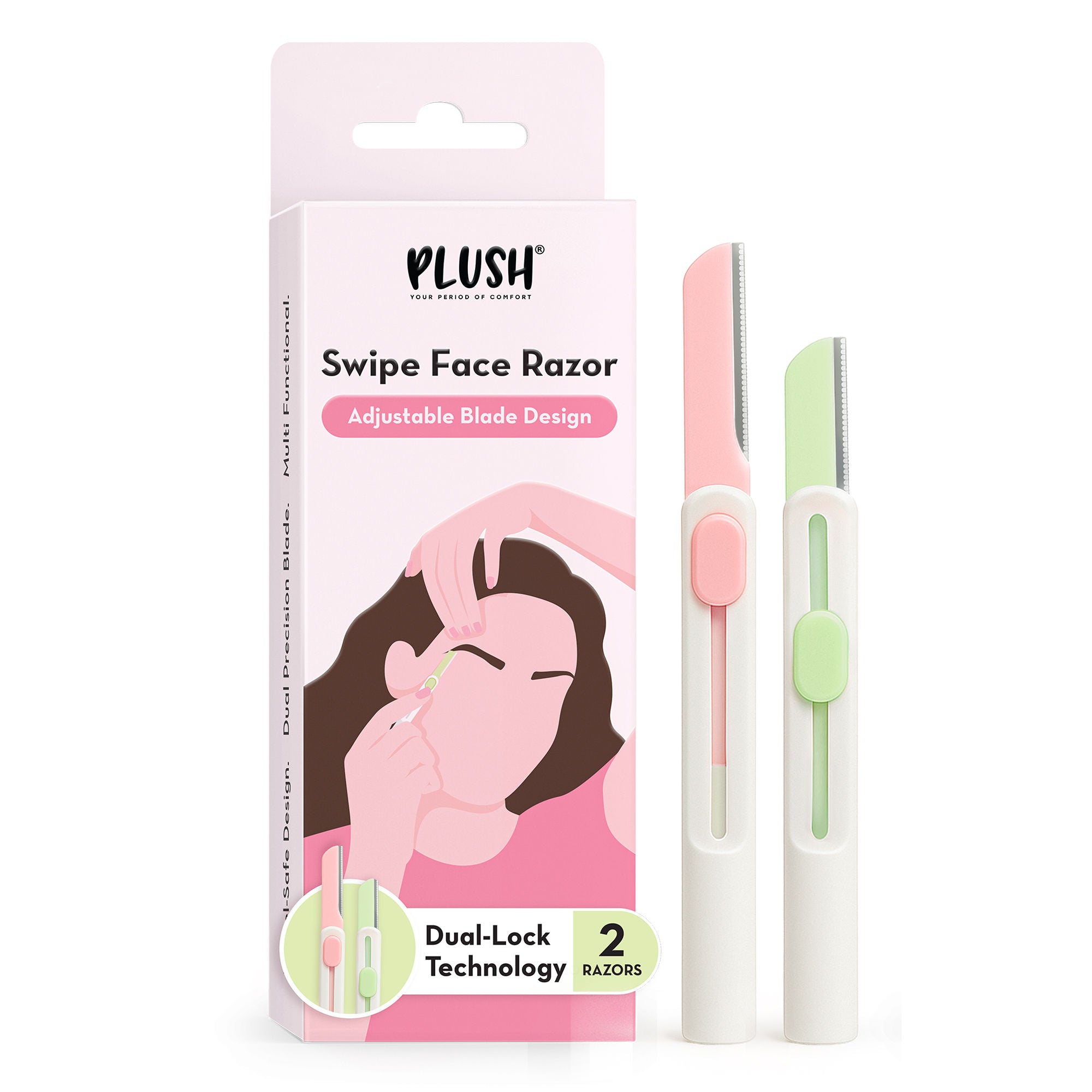 Plush Swipe Reusable Face Razor, Adjustable Blade for Precision & Face Full Shave
