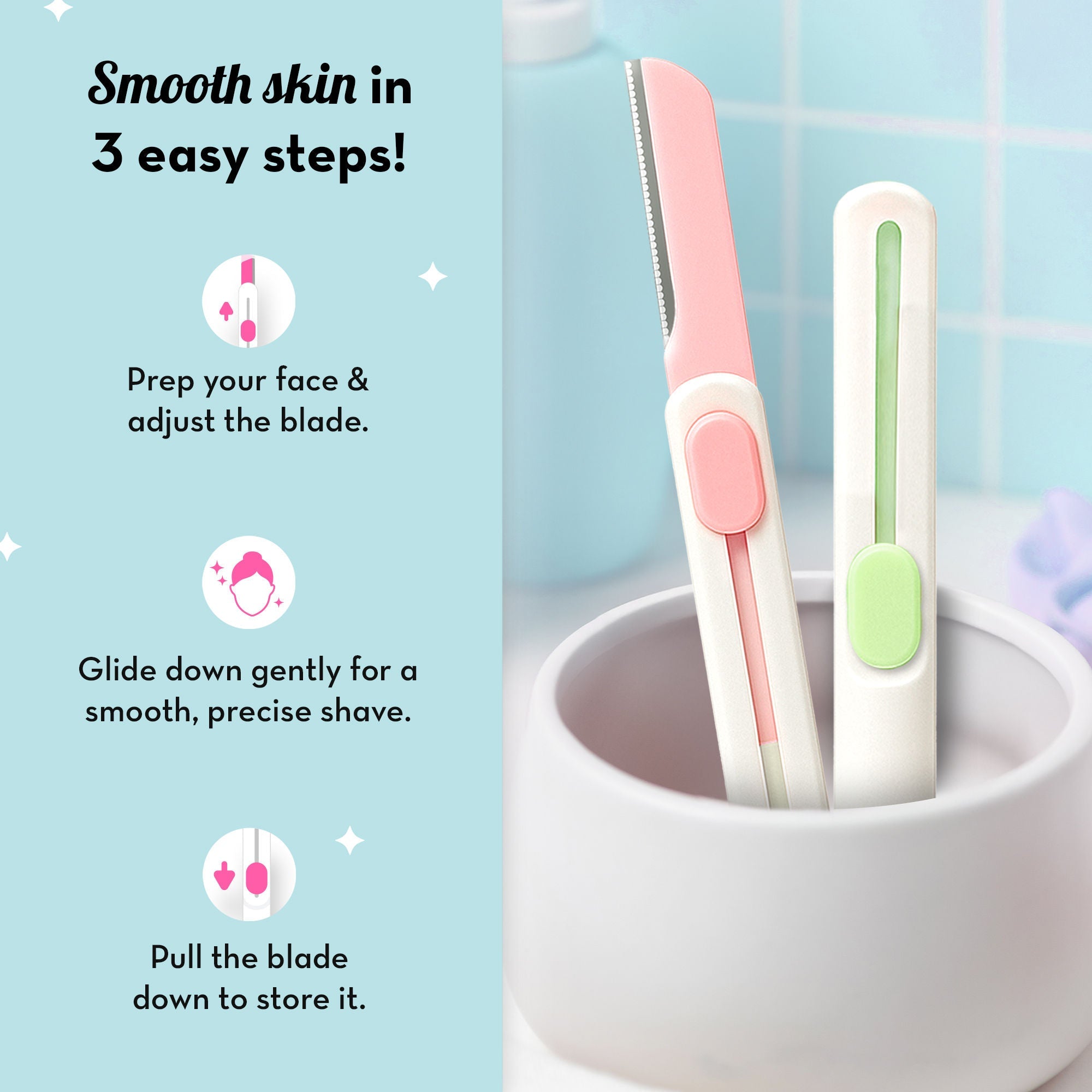 Plush Swipe Reusable Face Razor, Adjustable Blade for Precision & Face Full Shave